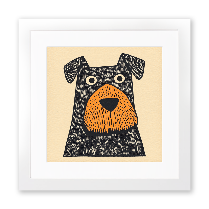 Airedale Terrier Linoprint-Style Art (1445-2)