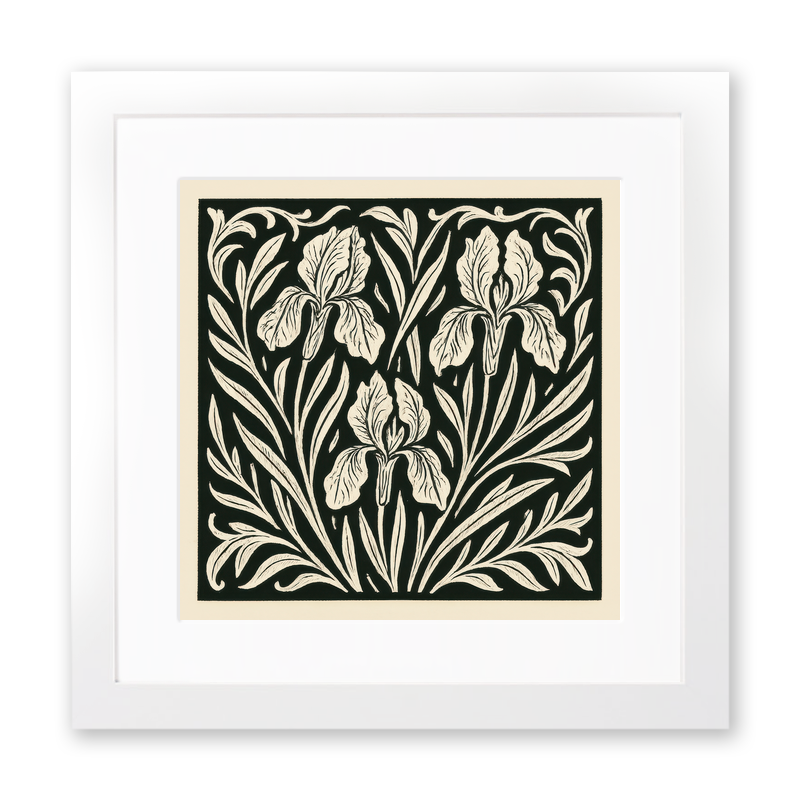 Flowers Linoprint-Style Art (c12)