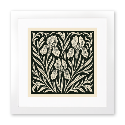 Flowers Linoprint-Style Art (c12)