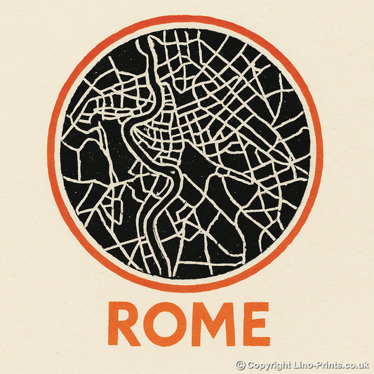 Maps Linoprint-Style Art (c33)