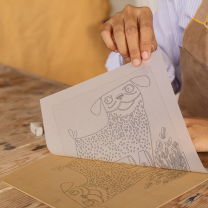 Dogue de Bordeaux Linoprint-Style Art (1464-1)