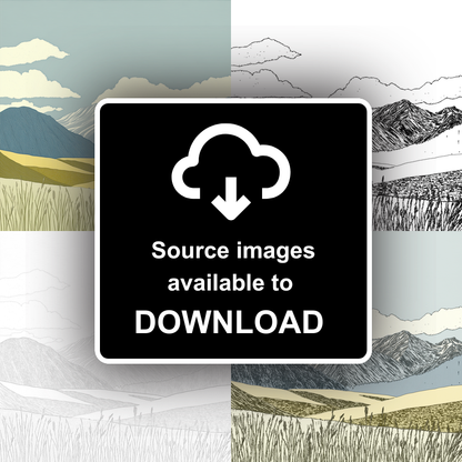 Blencathra skyline in the Lake District Linoprint-Style Art (2364-1)