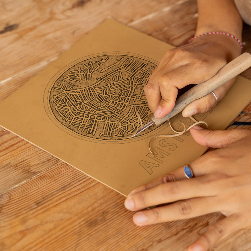 Maps Linoprint-Style Art (c35)