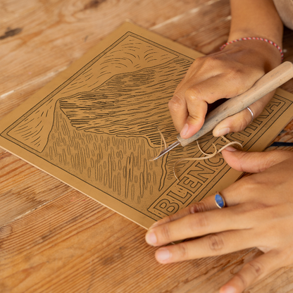 Mountains Linoprint-Style Art (c393)
