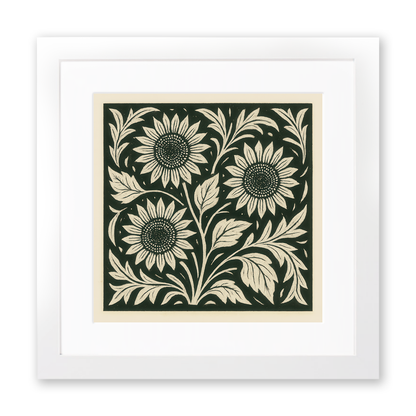 Flowers Linoprint-Style Art (c8)