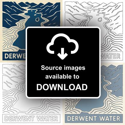Lakes and Waters Linoprint-Style Art (c396)