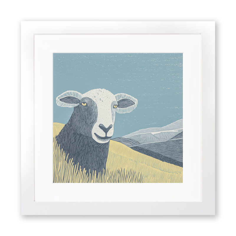 Herdwick sheep portrait Linoprint-Style Art (2449-1)