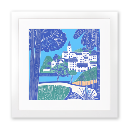 Portmeirion Village, Wales Linoprint-Style Art (864-1)
