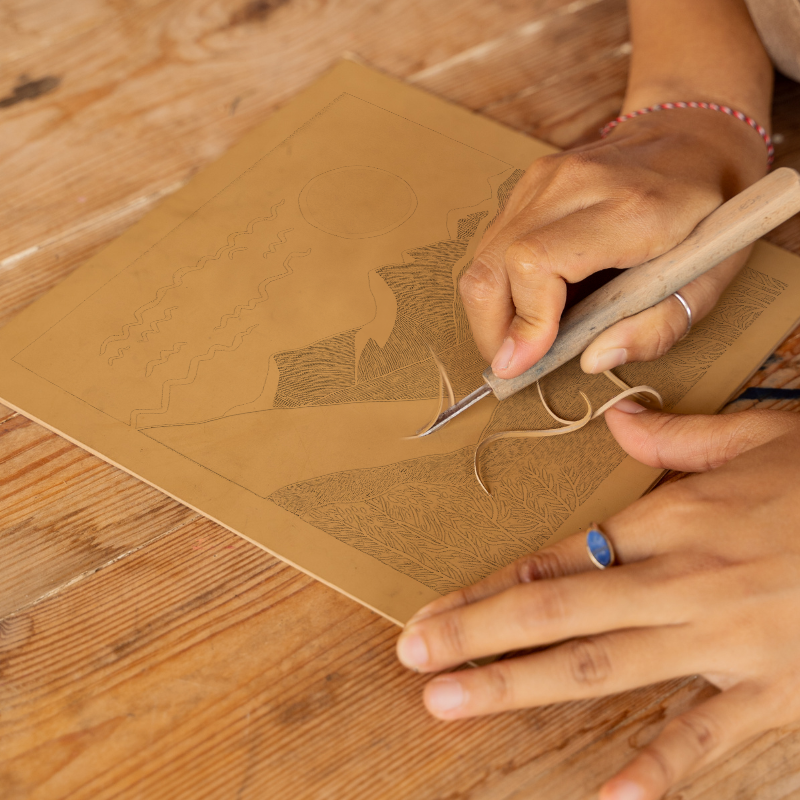 Mountain outline Linoprint-Style Art (988-2)