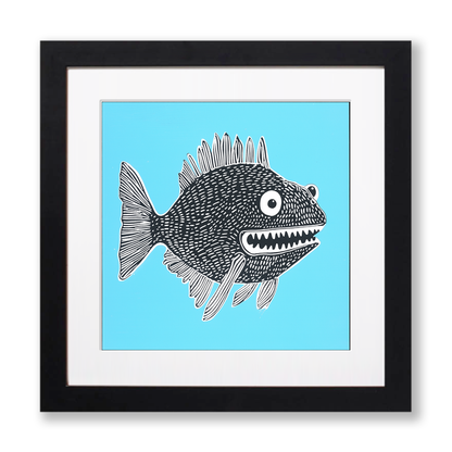 Anglerfish Linoprint-Style Art (742-1)