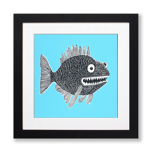 Anglerfish Linoprint-Style Art (742-1)