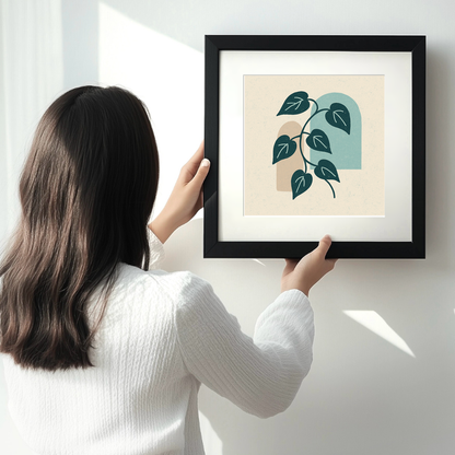 Flowers and Plants Linoprint-Style Art (c516)