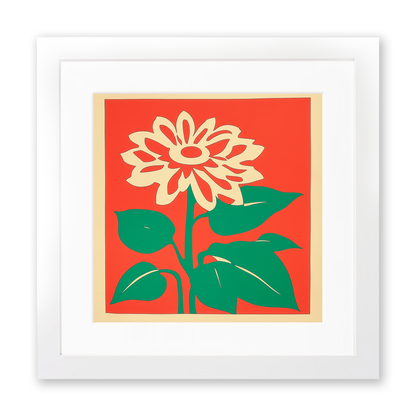 Tithonia (Mexican Sunflower) Linoprint-Style Art (1683-1)