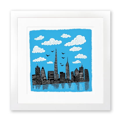 Dubai skyline Linoprint-Style Art (554-1)
