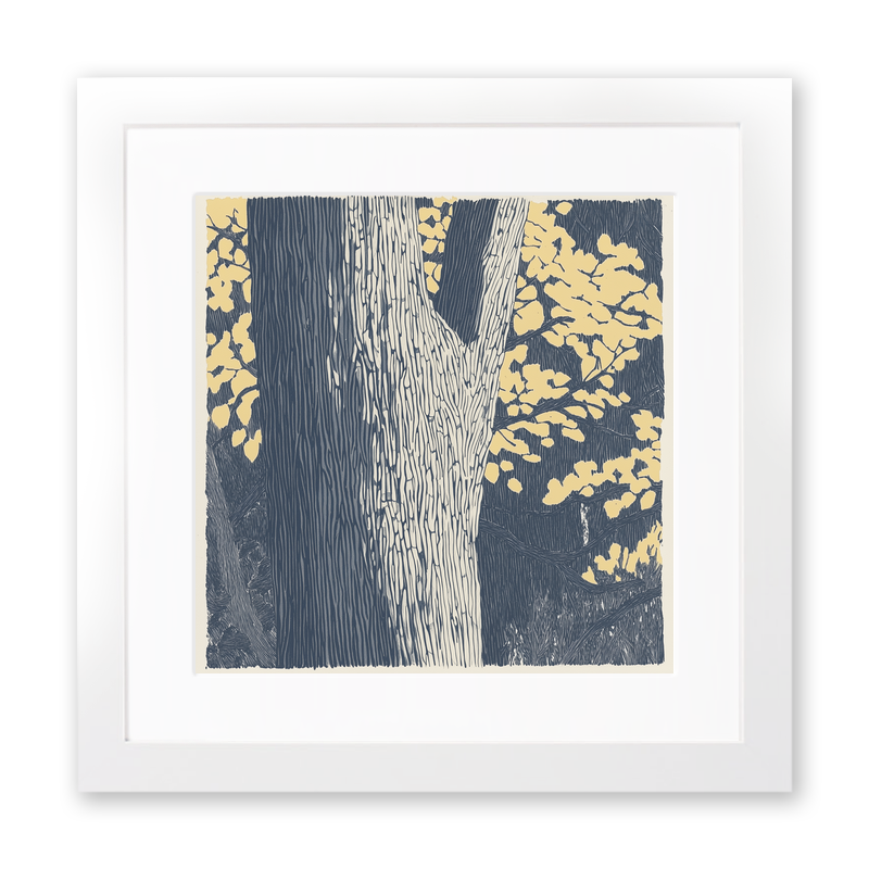 Bark texture on an old tree Linoprint-Style Art (2360-1)