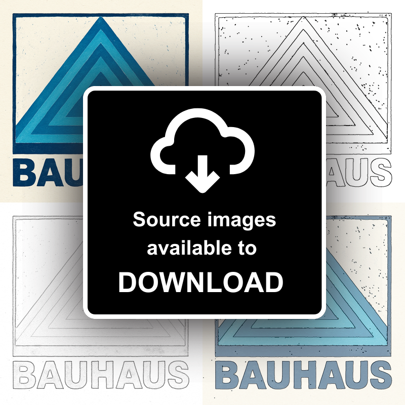 Bauhaus Design Linoprint-Style Art (c427)