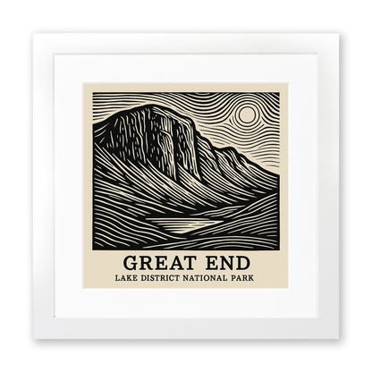 Mountains Linoprint-Style Art (c353)
