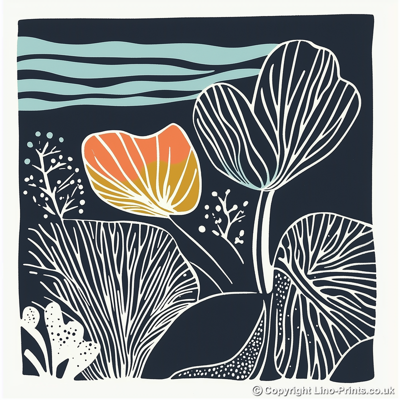 Organic patterns Linoprint-Style Art (1124-1)