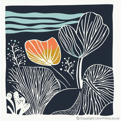 Organic patterns Linoprint-Style Art (1124-1)