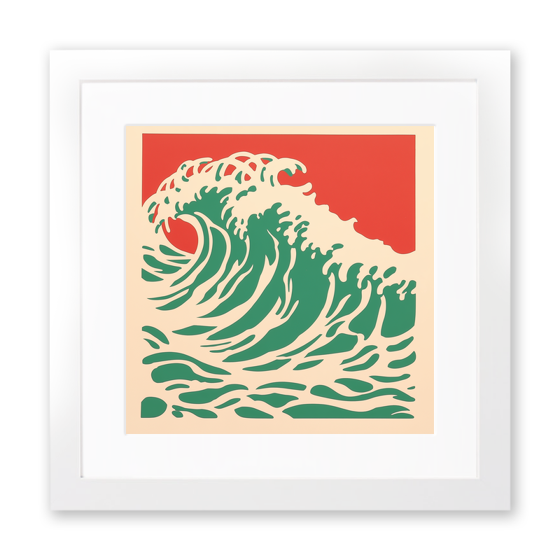 Stormy sea Linoprint-Style Art (529-1)