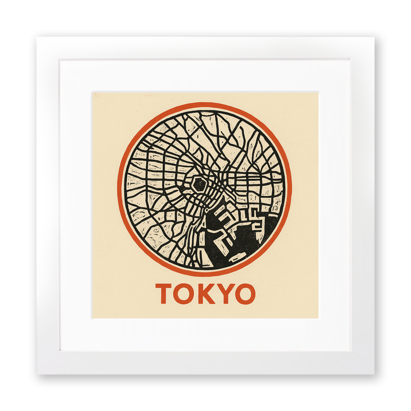 Maps Linoprint-Style Art (c44)