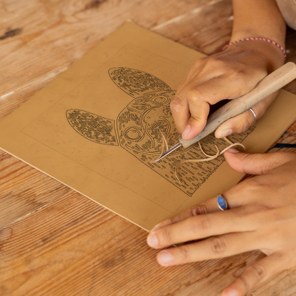 French Bulldog Linoprint-Style Art (1467-1)