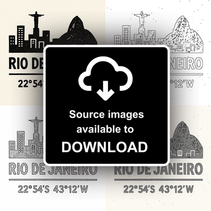 Place Coordinates Linoprint-Style Art (c332)