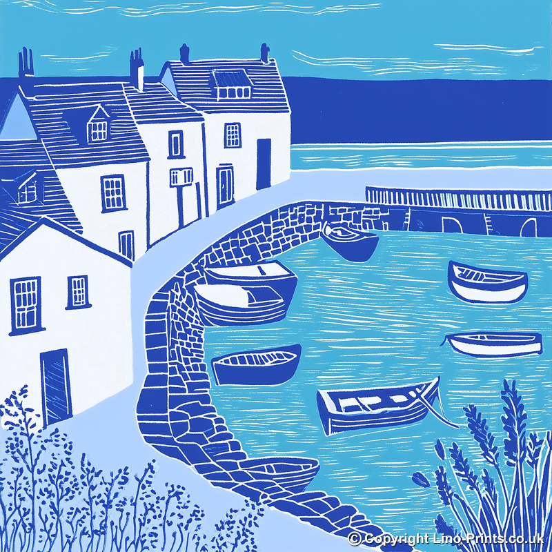 Wells-next-the-Sea, Norfolk Linoprint-Style Art (1114-1)