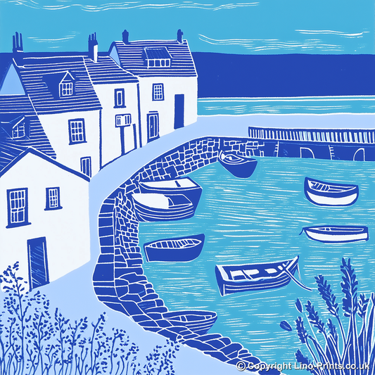 Wells-next-the-Sea, Norfolk Linoprint-Style Art (1114-1)