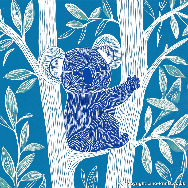 Cute Koala Linoprint-Style Art (919-2)
