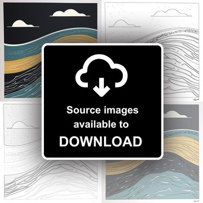 Abstract waves Linoprint-Style Art (1118-1)