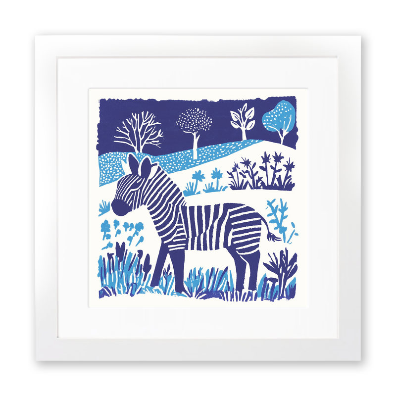 Cute Zebra Foal   Linoprint-Style Art (938-1)