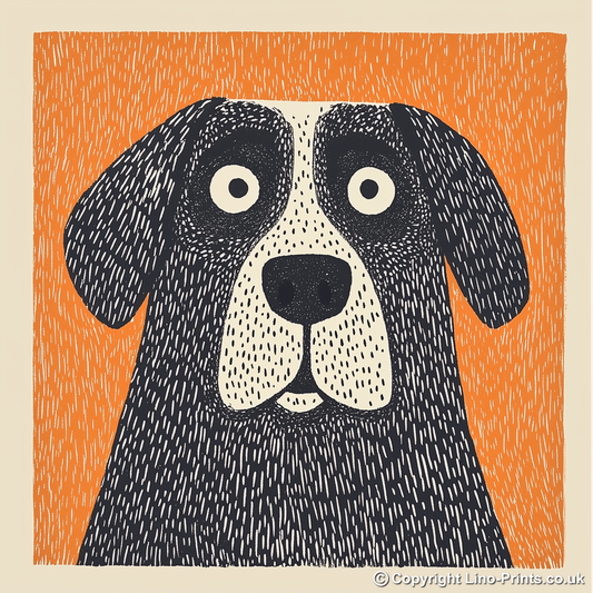 Saint Bernard Linoprint-Style Art (1483-1)