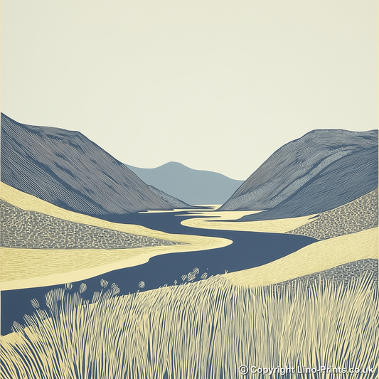 Grasmoor in the Lake District Linoprint-Style Art (2433-1)