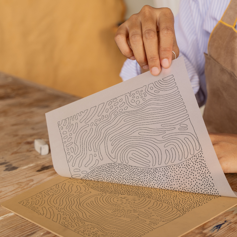Organic patterns Linoprint-Style Art (542-2)