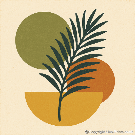 Flowers and Plants Linoprint-Style Art (c531)