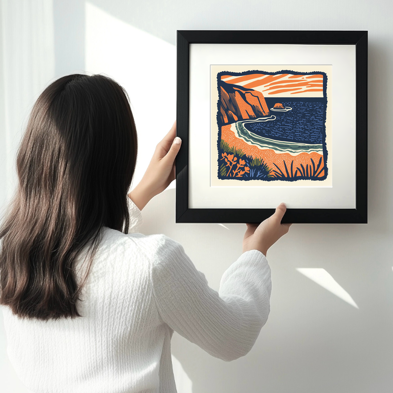 Sandwood Bay, Sutherland Linoprint-Style Art (152-1)