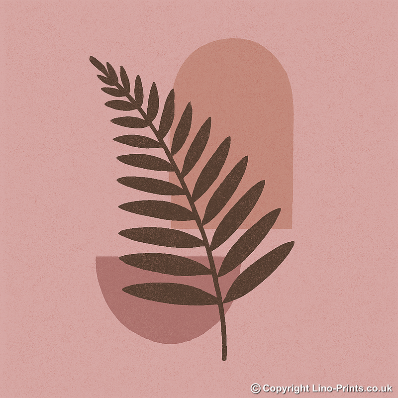 Flowers and Plants Linoprint-Style Art (c528)