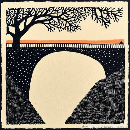 Clifton Suspension Bridge, Bristol Linoprint-Style Art (170-2)