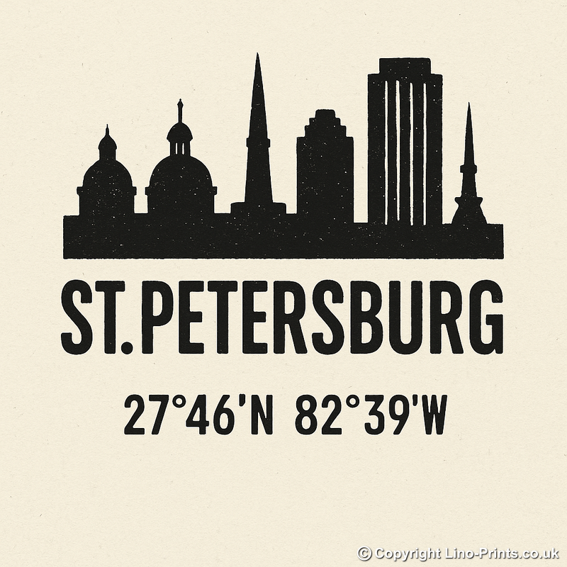 Place Coordinates Linoprint-Style Art (c271)