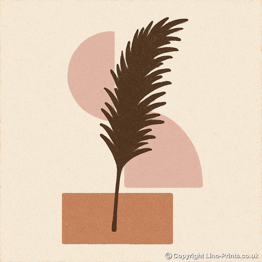 Flowers and Plants Linoprint-Style Art (c532)