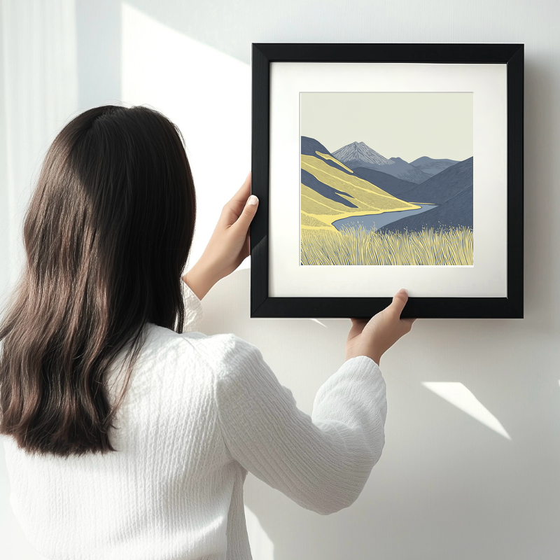 Grisedale Pike in the Lake District Linoprint-Style Art (2439-1)