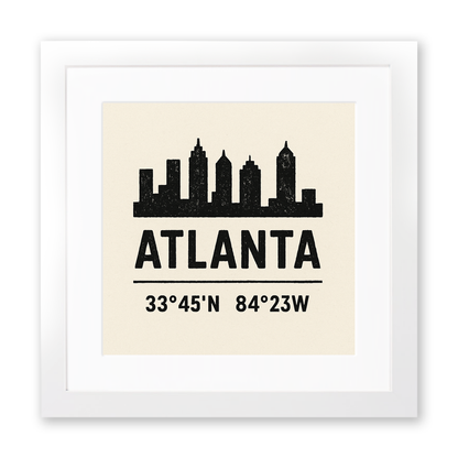 Place Coordinates Linoprint-Style Art (c315)