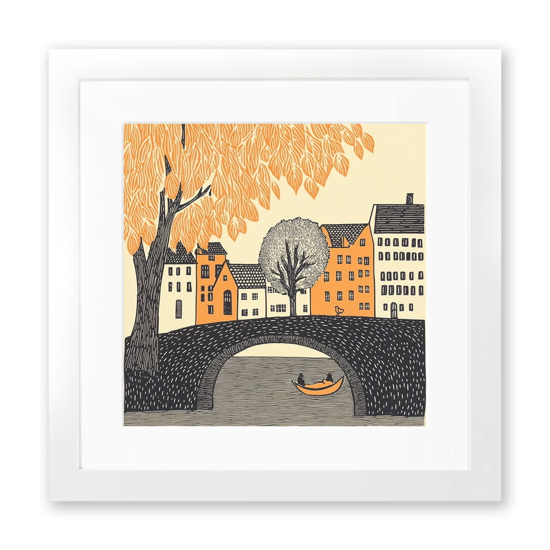 Colmar old town, France Linoprint-Style Art (171-1)