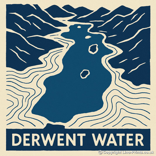 Lakes and Waters Linoprint-Style Art (c396)