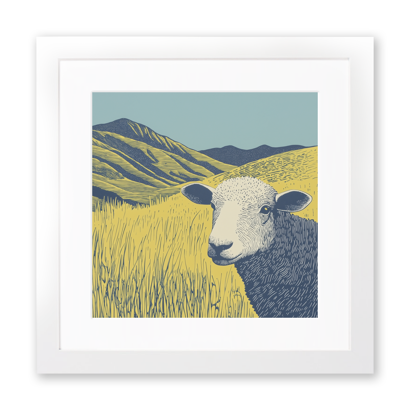 Herdwick sheep portrait Linoprint-Style Art (2449-2)