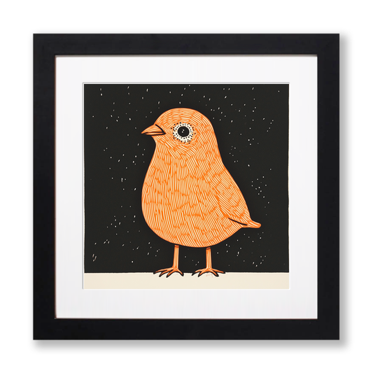 Cute Chick (Baby Chicken) Linoprint-Style Art (211-1)