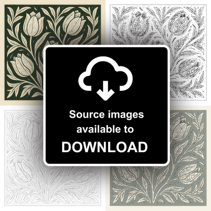 Flowers Linoprint-Style Art (c7)