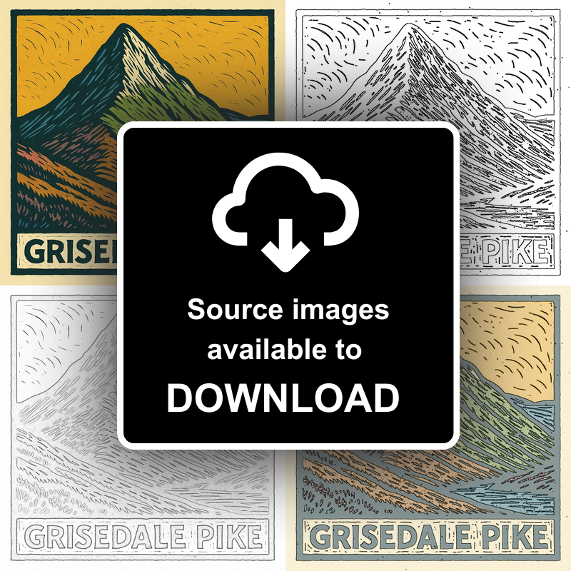 Mountains Linoprint-Style Art (c381)