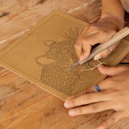 Cute Mouse Linoprint-Style Art (923-1)